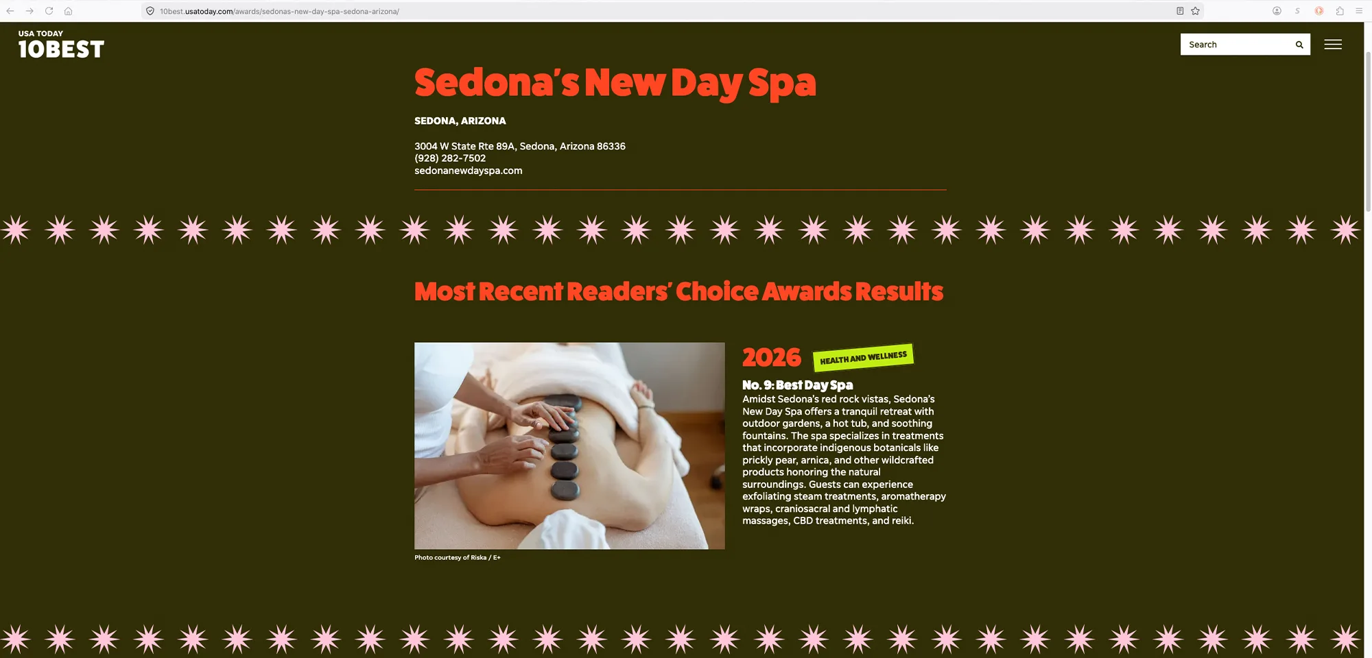 Sedona New Day Spa - USA Today 10Best List
