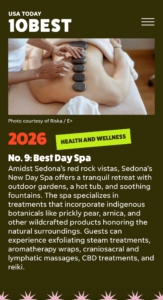 Sedona New Day Spa is #9 -screenshot image of USA News 10 Best Day Spa write up